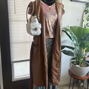 Marc New York Faux Leather Sleeveless Trench Vest
